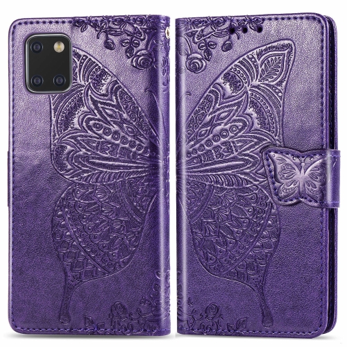 

For Galaxy Note10 Lite / A81 / M60s Butterfly Love Flowers Embossing Horizontal Flip Leather Case with Holder & Card Slots & Wallet & Lanyard(Dark Purple)