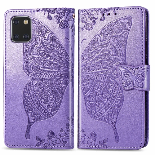 

For Galaxy Note10 Lite / A81 / M60s Butterfly Love Flowers Embossing Horizontal Flip Leather Case with Holder & Card Slots & Wallet & Lanyard(Light Purple)