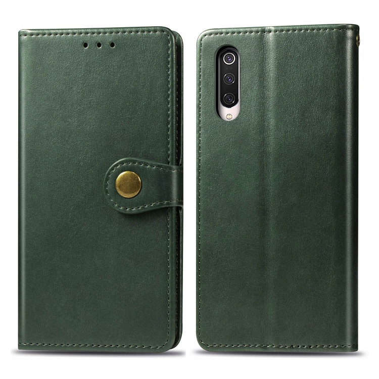 

For Xiaomi Mi 9 Pro / 5G Retro Solid Color Leather Buckle Mobile Phone Protection Leather Case with Photo Frame & Card Slot & Wallet & Bracket Function(Green)