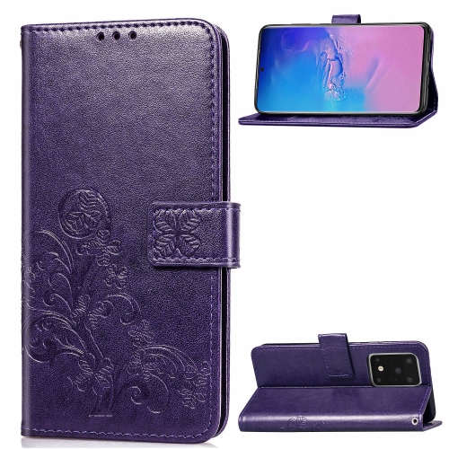 

For Galaxy S11 Plus Lucky Clover Pressed Flowers Pattern Leather Case with Holder & Card Slots & Wallet & Hand Strap(Purple)