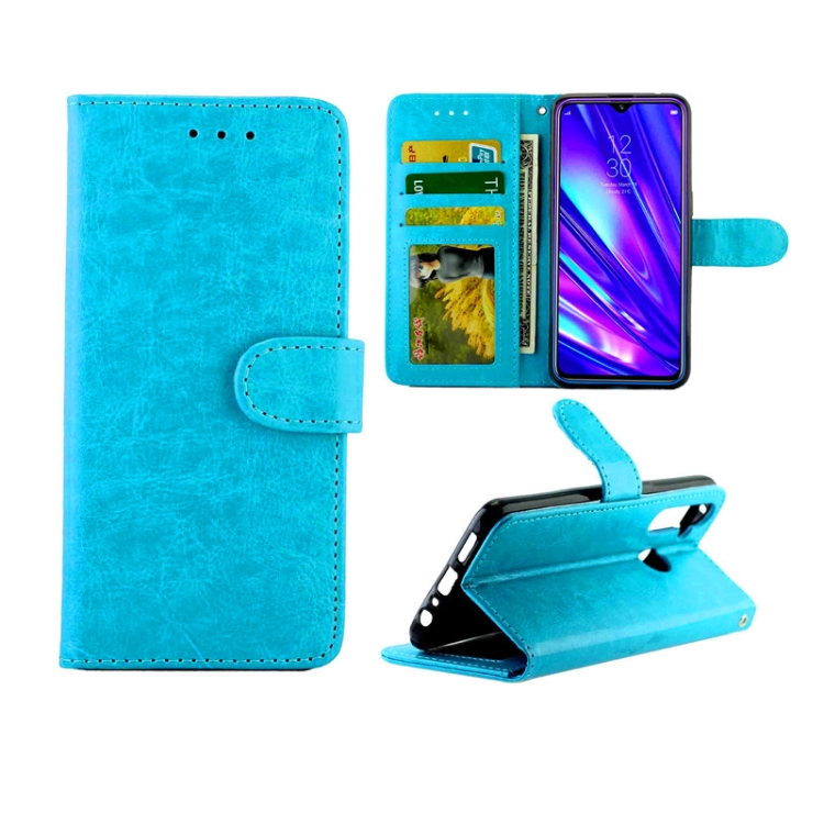 

For OPPO Realme5 Pro Crazy Horse Texture Leather Horizontal Flip Protective Case with Holder & Card Slots & Wallet & Photo Frame(Baby Blue)