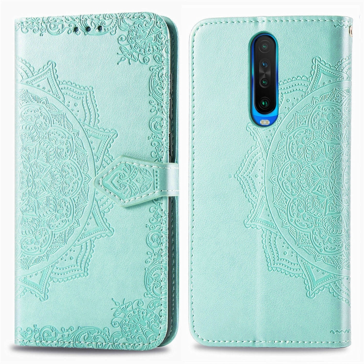 

For Xiaomi Redmi K30 Halfway Mandala Embossing Pattern Horizontal Flip Leather Case with Holder & Card Slots & Wallet & Photo Frame & Lanyard(Green)