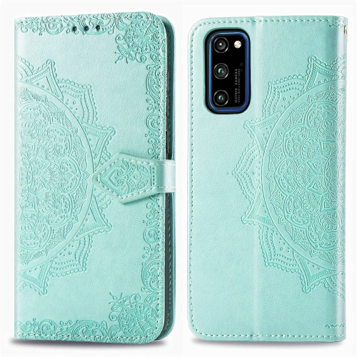 

For Huawei Honor V30 Pro / V30 Halfway Mandala Embossing Pattern Horizontal Flip Leather Case with Holder & Card Slots & Wallet & Photo Frame & Lanyard(Green)