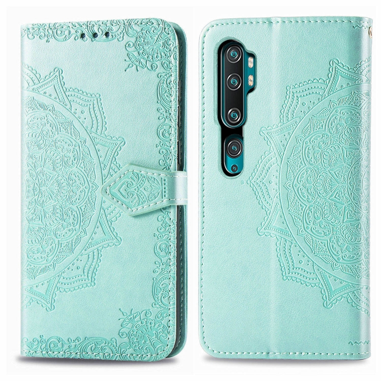 

For Xiaomi Mi Note 10 Pro Halfway Mandala Embossing Pattern Horizontal Flip Leather Case with Holder & Card Slots & Wallet & Photo Frame & Lanyard(Green)