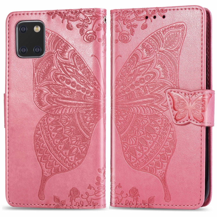 

For Galaxy Note 10 Lite / A81 Butterfly Love Flower Embossed Horizontal Flip Leather Case with Bracket / Card Slot / Wallet / Lanyard(Pink)