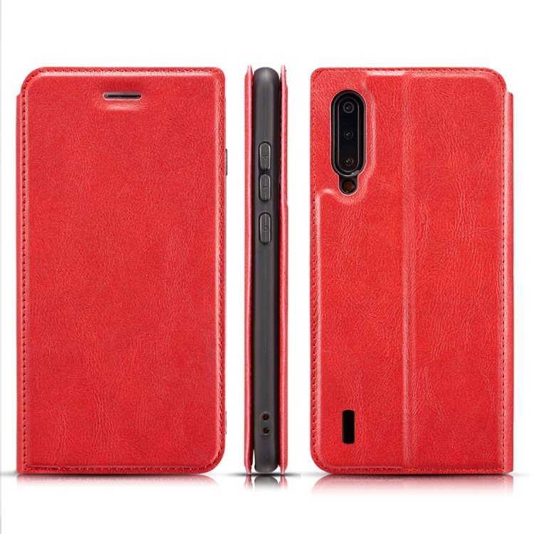 

For Xiaomi A3 Lite Retro Simple Ultra-thin Magnetic Leather Case with Holder & Card Slots & Lanyard(Red)