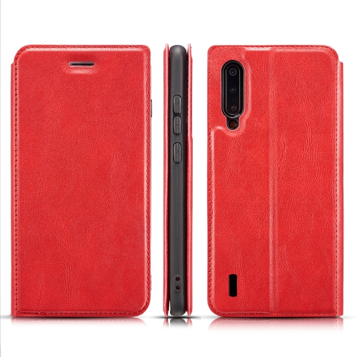 

For Xiaomi Mi CC9 Lite Retro Simple Ultra-thin Magnetic Leather Case with Holder & Card Slots & Lanyard(Red)