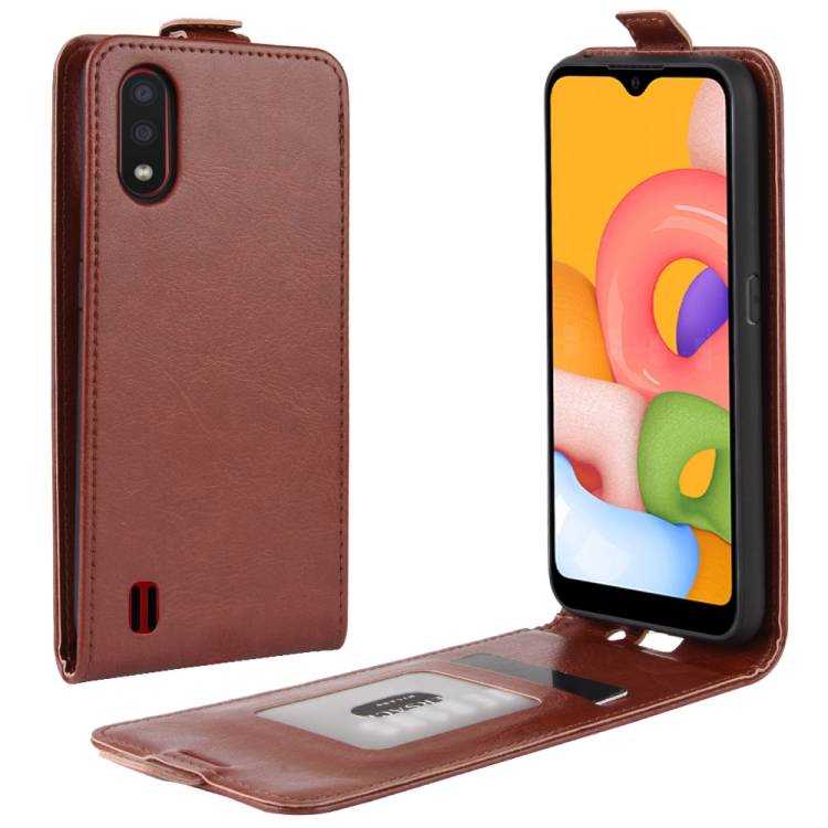 

For Galaxy A01 R64 Texture Single Vertical Flip Leather Protective Case with Card Slots & Photo Frame(Brown)