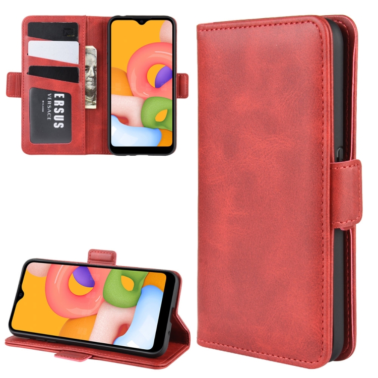 

For Galaxy A01 Dual-side Magnetic Buckle Horizontal Flip Leather Case with Holder & Card Slots & Wallet(Red)