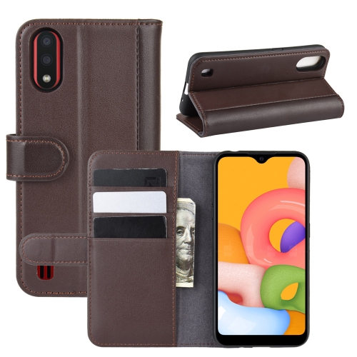 

For Galaxy A01 Horizontal Flip Genuine Leather Case with Holder & Card Slots & Wallet(Brown)