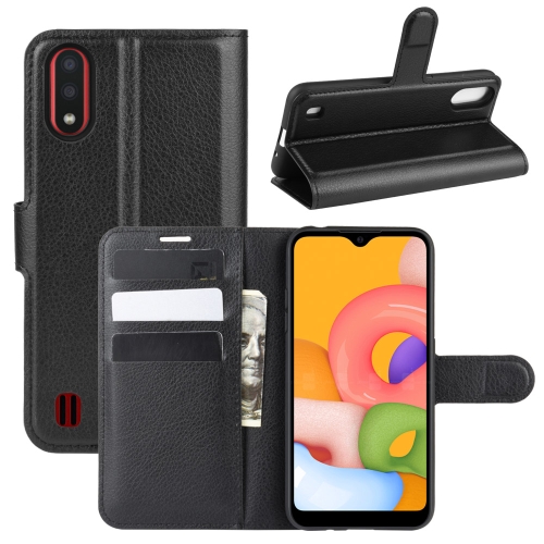 

For Galaxy A01 Litchi Texture Horizontal Flip Protective Case with Holder & Card Slots & Wallet(Black)