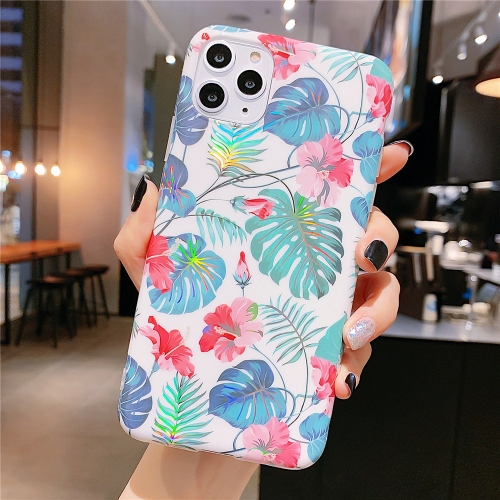 

For iPhone 11 Colorful Laser Flower Series IMD TPU Mobile Phone Case(Monstera KL3)