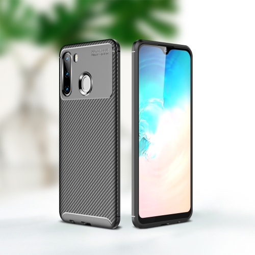 

For Galaxy A21 Carbon Fiber Texture Shockproof TPU Case(Black)