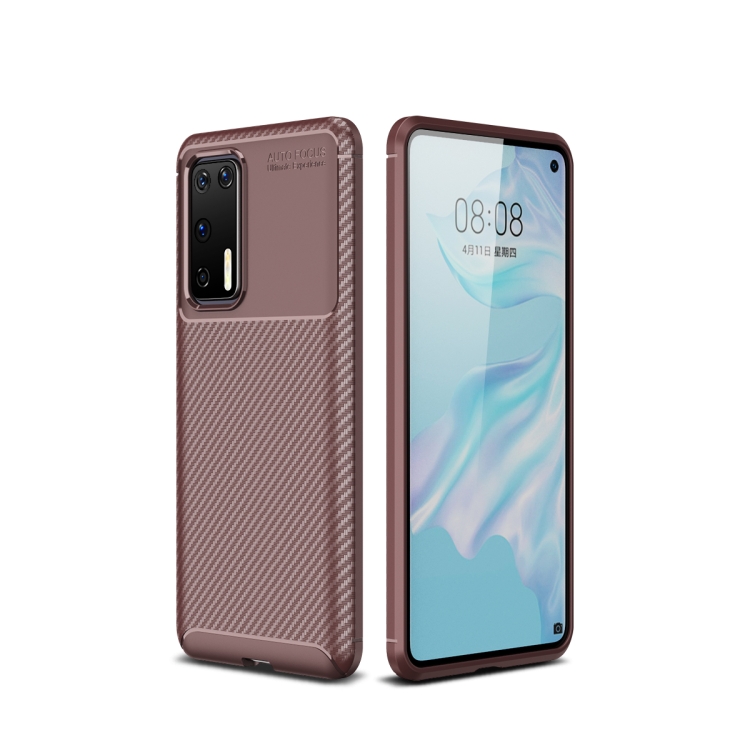 

For Huawei P40 Carbon Fiber Texture Shockproof TPU Case(Brown)