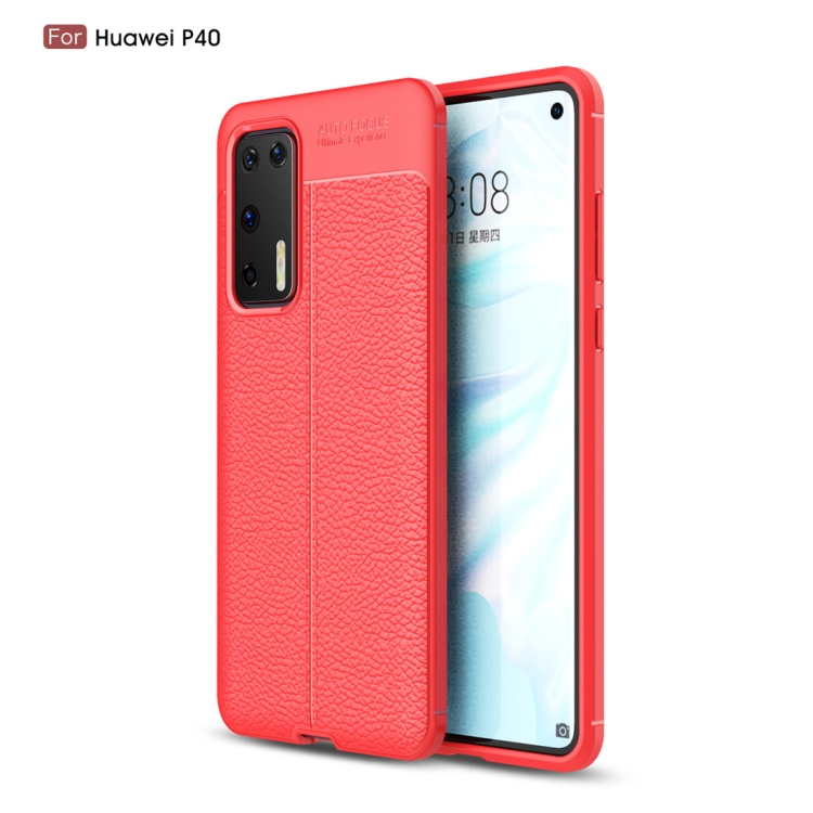 

For Huawei P40 Litchi Texture TPU Shockproof Case(Red)