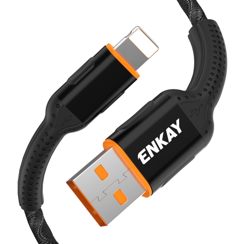 

ENKAY ENK-CB203 Cloth Weaving Thread USB to 8 Pin Data Transfer Charging Cable(Black)