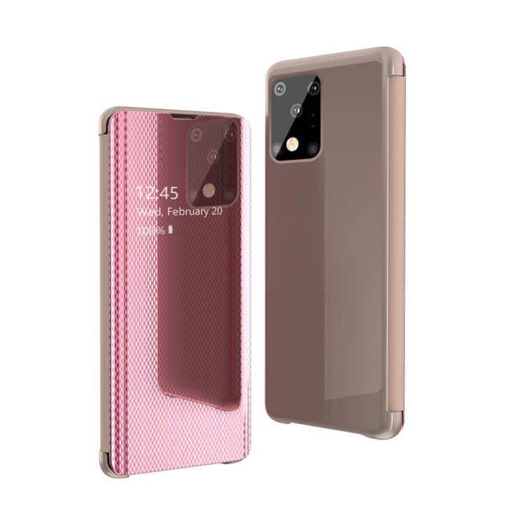 

For Galaxy S20 Ultra-Thin Lightweight Grid Plated Mirror Phone Case(Rose Gold)