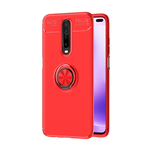 

For Xiaomi Redmi K30 Metal Ring Holder 360 Degree Rotating TPU Case(Red+Red)