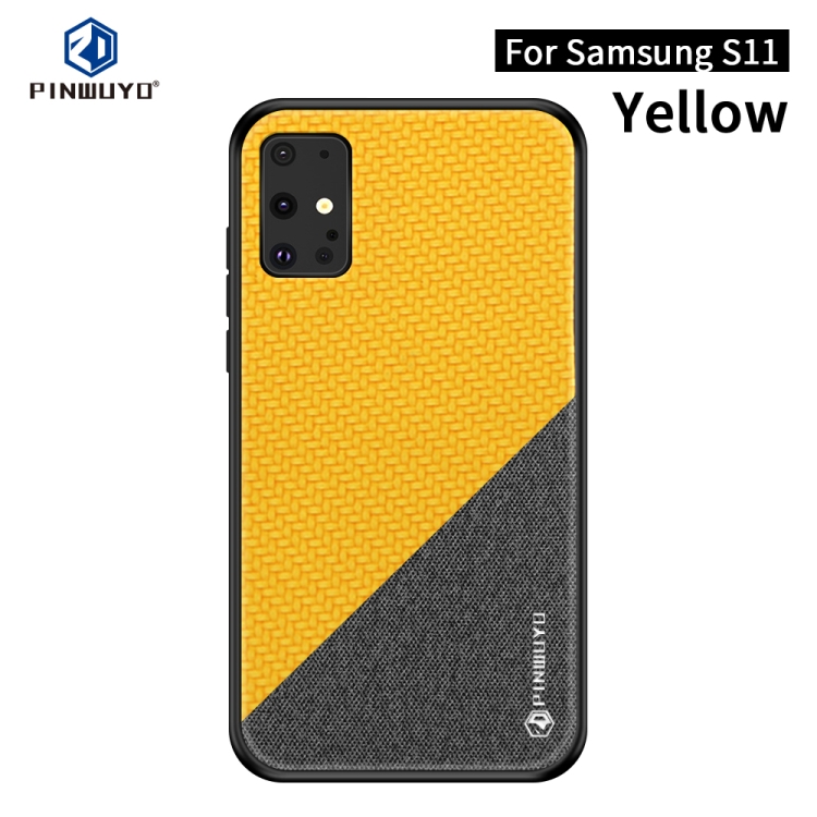 

For Galaxy S20+ PINWUYO Rong Series Shockproof PC + TPU+ Chemical Fiber Cloth Protective Cover(Yellow)