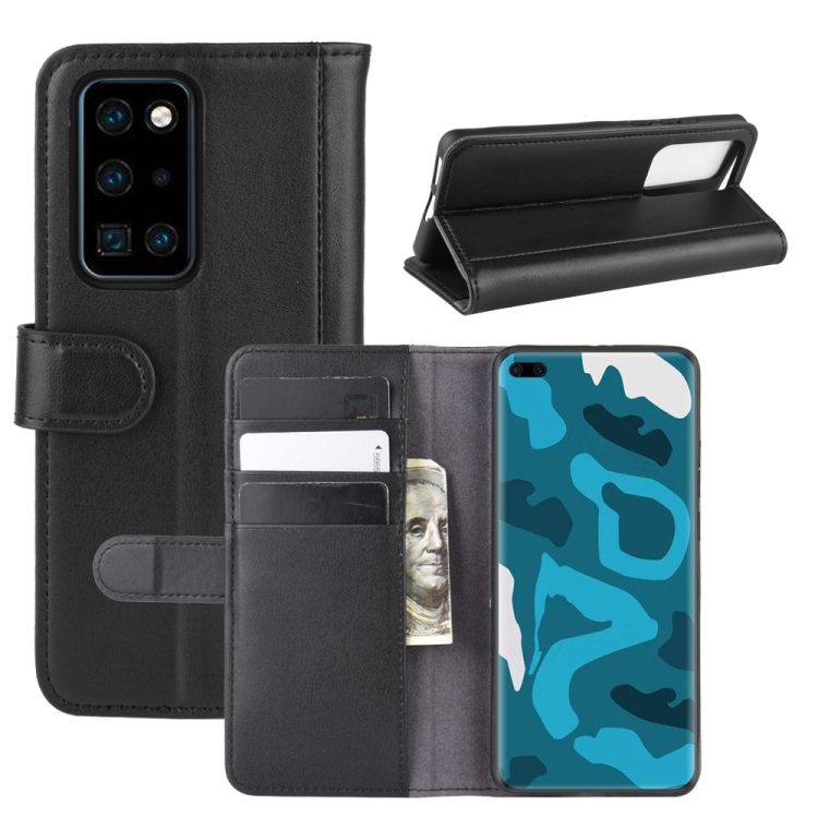 

For Huawei P40 Pro Horizontal Flip Genuine Leather Case with Holder & Card Slots & Wallet(Black)
