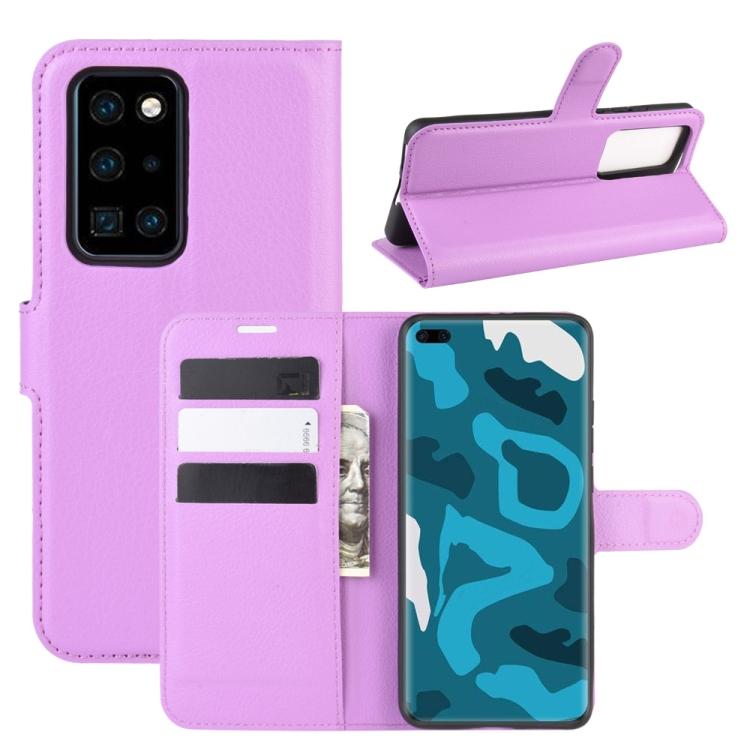 

For Huawei P40 Pro Litchi Texture Horizontal Flip Protective Case with Holder & Card Slots & Wallet(Purple)