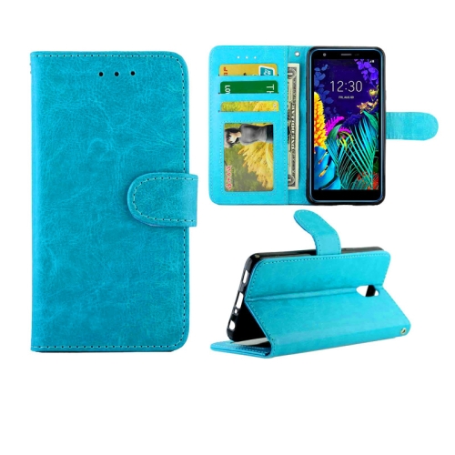 

For LG K30(2019) Crazy Horse Texture Leather Horizontal Flip Protective Case with Holder & Card Slots & Wallet & Photo Frame(Baby Blue)