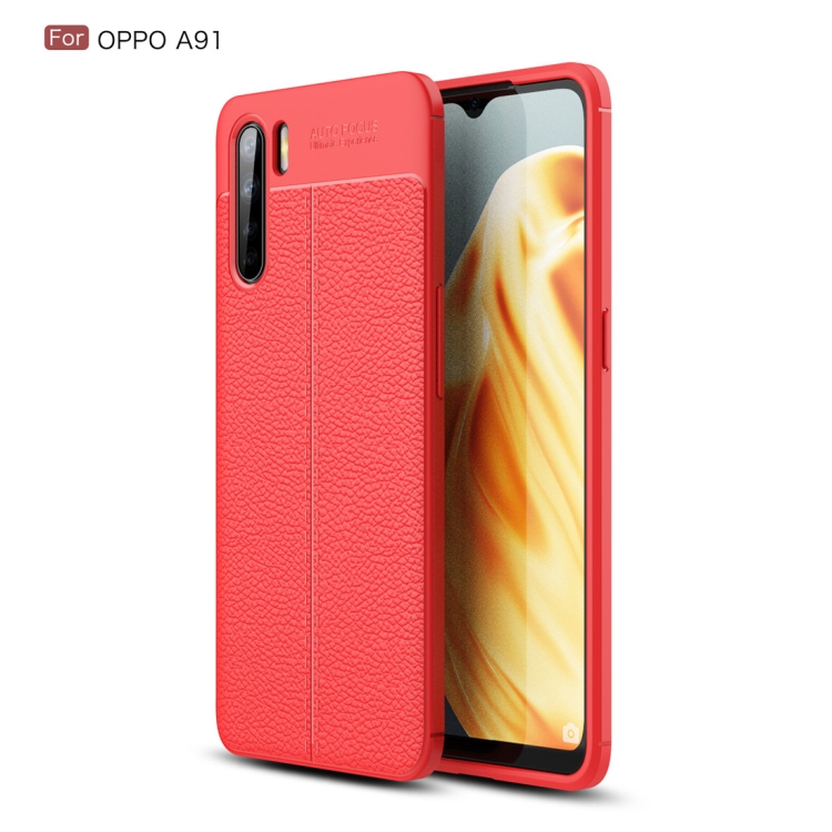 

For OPPO A91 Metal Ring Holder 360 Degree Rotating TPU Case(Red)