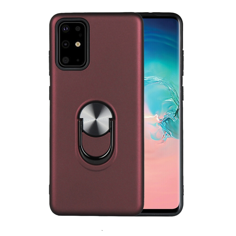 

For Galaxy S20+ 360 Rotary Multifunctional Stent PC+TPU Case with Magnetic Invisible Holder(Jujube Red)