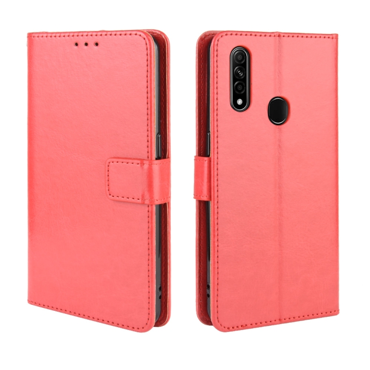 

For Oppo A8 Retro Crazy Horse Texture Horizontal Flip Leather Case with Holder & Card Slots & Photo Frame(Red)