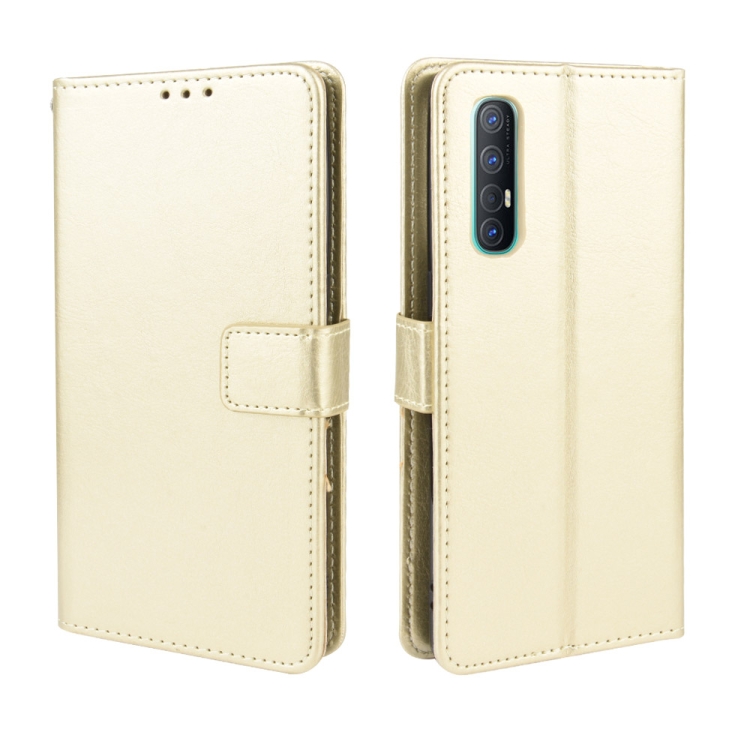 

For OPPO Reno 3 Pro Crazy Horse Texture Horizontal Flip Leather Case with Holder & Card Slots & Photo Frame(Gold)