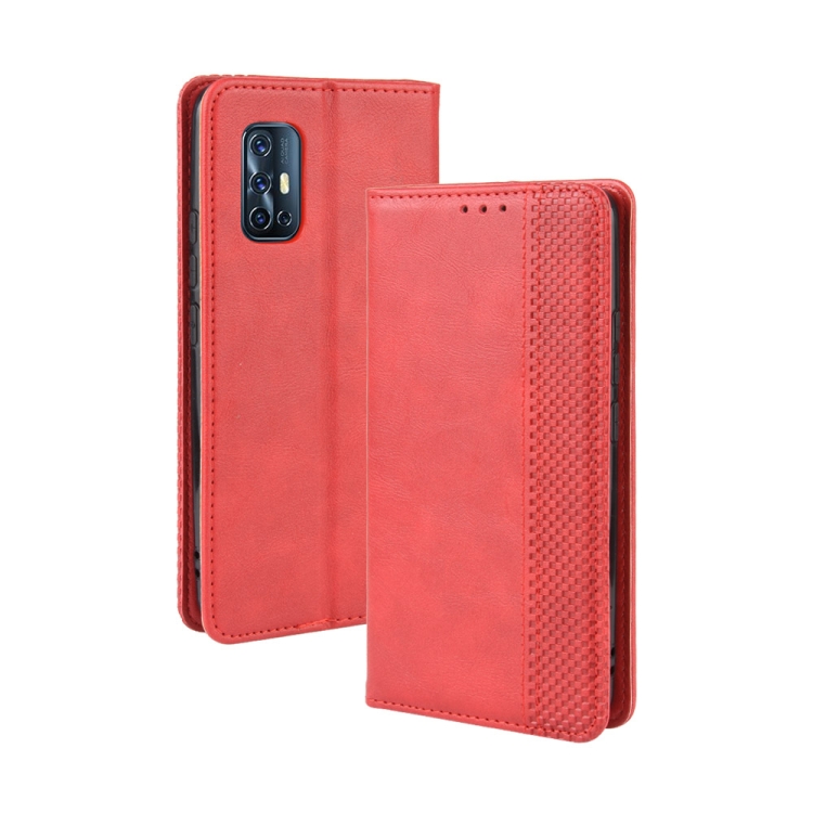 

For vivo V17 (India) Magnetic Buckle Retro Crazy Horse Texture Horizontal Flip Leather Case with Holder & Card Slots & Photo Frame(Red)