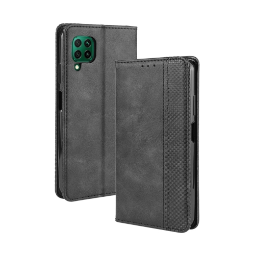 

For Huawei P40 Lite / Nova 6 SE Magnetic Buckle Retro Crazy Horse Texture Horizontal Flip Leather Case with Holder & Card Slots & Photo Frame(Black)