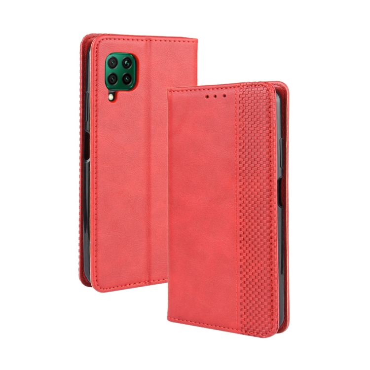 

For Huawei P40 Lite / Nova 6 SE Magnetic Buckle Retro Crazy Horse Texture Horizontal Flip Leather Case with Holder & Card Slots & Photo Frame(Red)