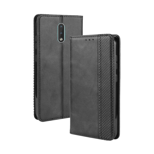 

For Nokia 2.3 Magnetic Buckle Retro Crazy Horse Texture Horizontal Flip Leather Case with Holder & Card Slots & Photo Frame(Black)