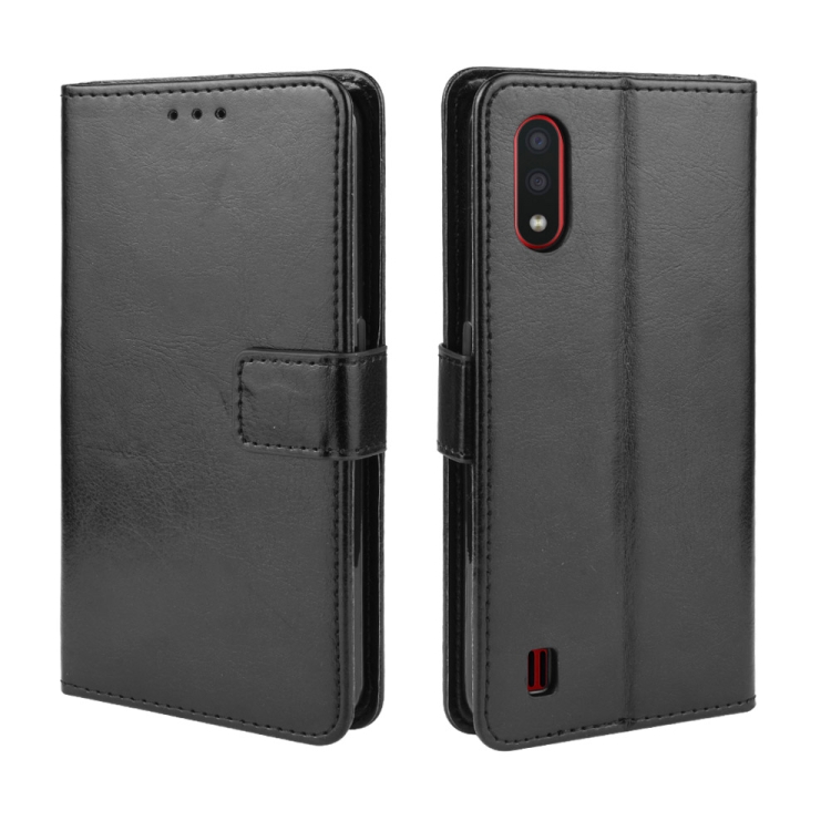 

For Galaxy A01 Retro Crazy Horse Texture Horizontal Flip Leather Case with Holder & Card Slots & Photo Frame(Black)