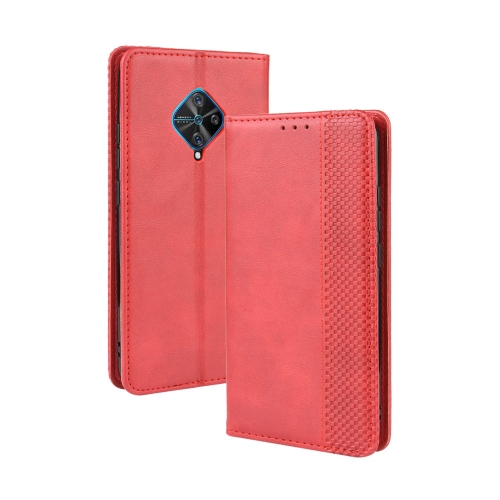 

For vivo V17 / Y9s / S1 Pro Magnetic Buckle Retro Crazy Horse Texture Horizontal Flip Leather Case with Holder & Card Slots & Photo Frame(Red)