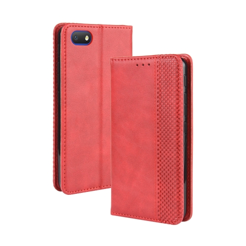 

For Alcatel 1V (2019) without Fingerprint Hole Magnetic Buckle Retro Crazy Horse Texture Horizontal Flip Leather Case with Holder & Card Slots & Photo Frame(Red)