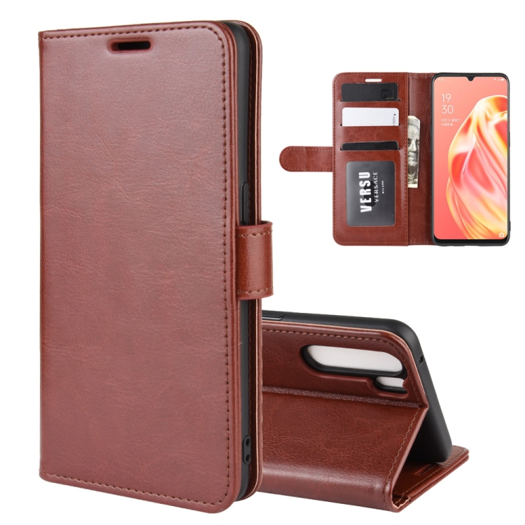

For OPPO A91 R64 Texture Single Horizontal Flip PU Leather Case with Holder & Card Slots & Wallet & Photo Frame(Brown)
