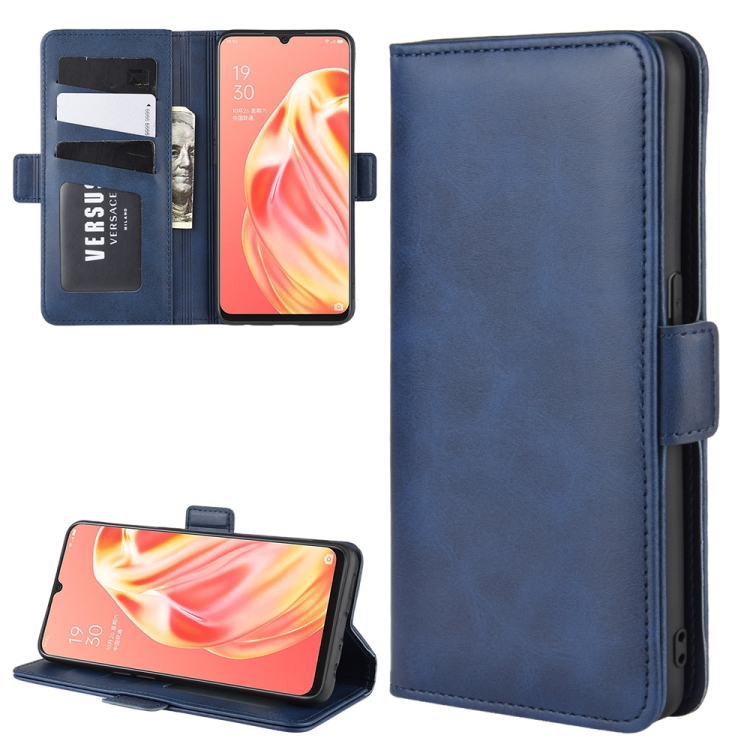 

For OPPO A91 Dual-side Magnetic Buckle Horizontal Flip PU Leather Case with Holder & Card Slots & Wallet(Dark Blue)