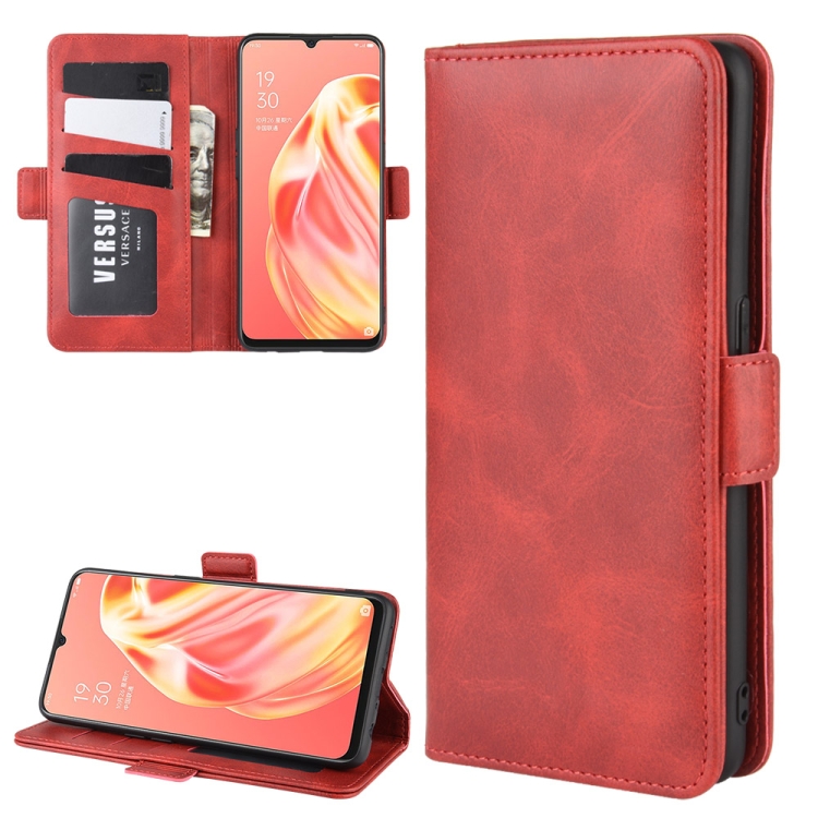 

For OPPO A91 Dual-side Magnetic Buckle Horizontal Flip PU Leather Case with Holder & Card Slots & Wallet(Red)