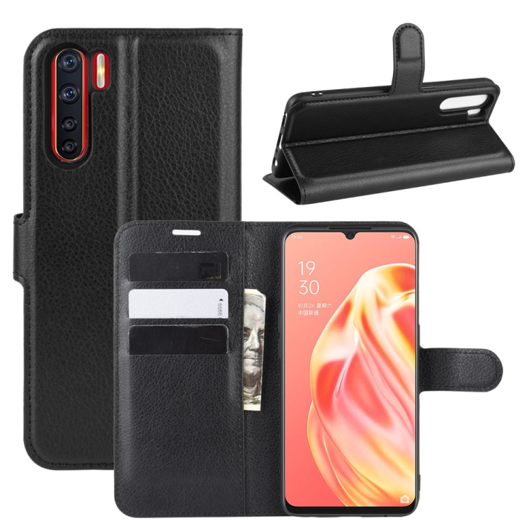 

For OPPO A91 Litchi Texture Horizontal Flip PU Leather Case with Holder & Card Slots & Wallet(Black)