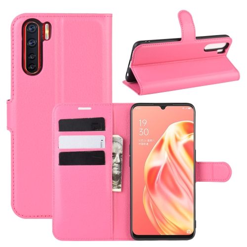 

For OPPO A91 Litchi Texture Horizontal Flip PU Leather Case with Holder & Card Slots & Wallet(Rose red)