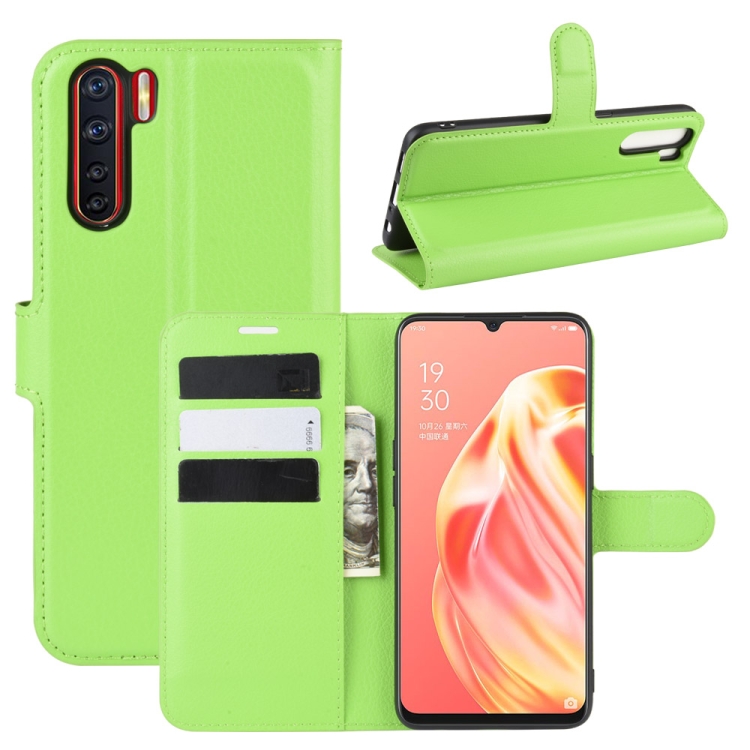 

For OPPO A91 Litchi Texture Horizontal Flip PU Leather Case with Holder & Card Slots & Wallet(Green)