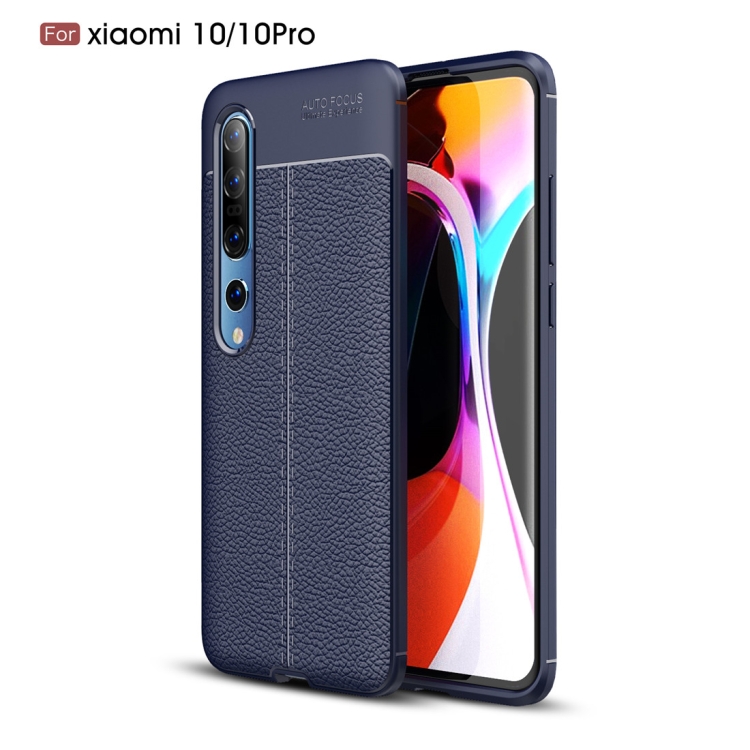

For Xiaomi Mi 10 / 10 Pro Litchi Texture TPU Shockproof Case(Navy Blue)