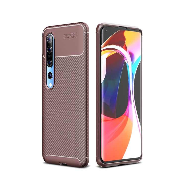 

For Xiaomi Mi 10 / 10 Pro Carbon Fiber Texture Shockproof TPU Case(Brown)