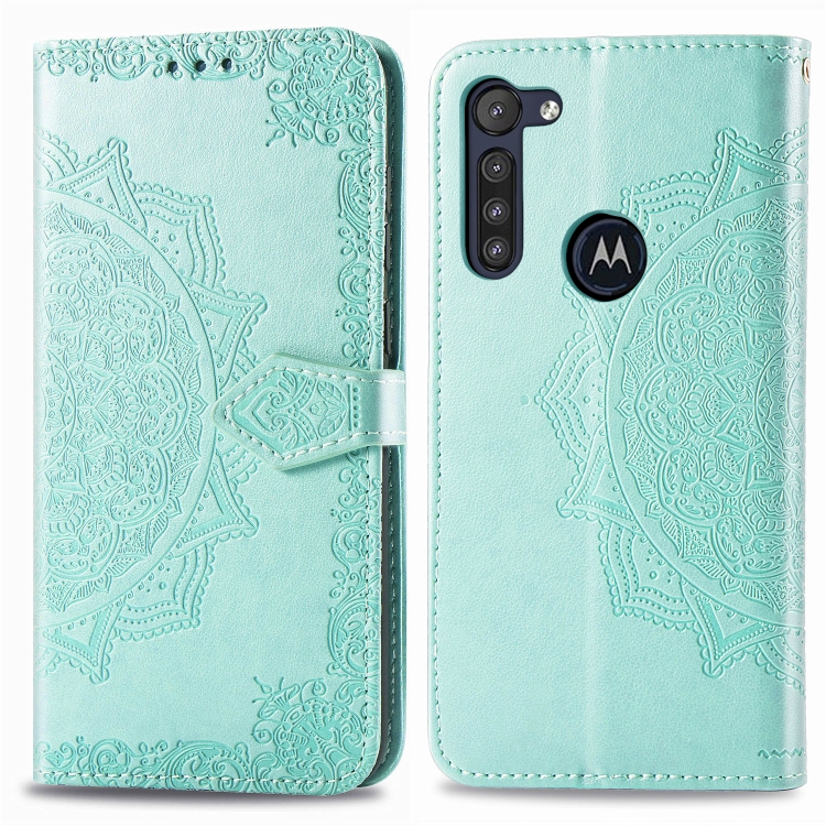

For Moto G8 Power Halfway Mandala Embossing Pattern Horizontal Flip PU Leather Case with Holder & Card Slots & Wallet & Photo Frame & Lanyard(Green)