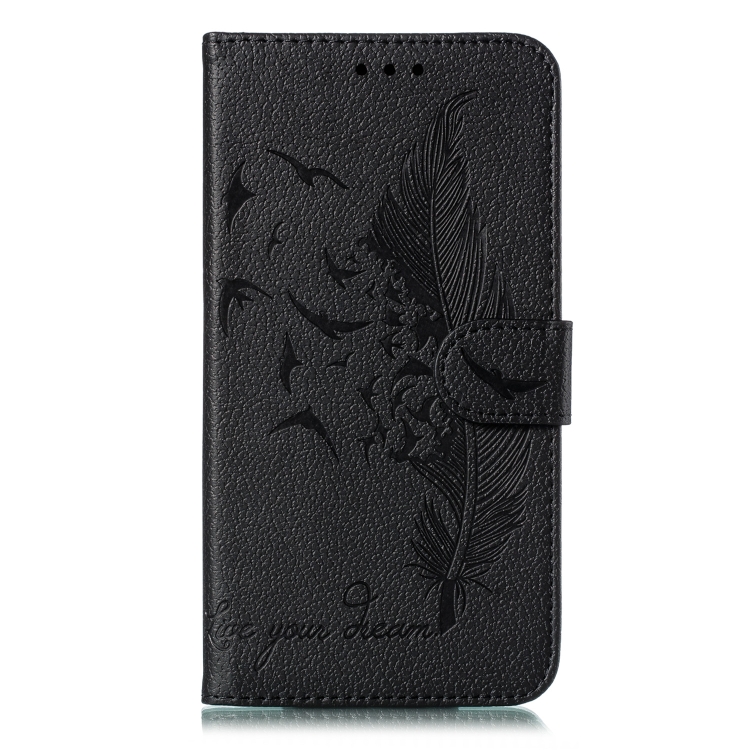 

For Galaxy S20 Litchi Texture Feather Embossing Horizontal Flip PU Leather Case with Holder & Card Slots & Wallet & Photo Frame & Lanyard(Black)