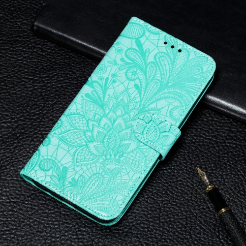 

For Galaxy S20 Ultra Lace Flower Embossing Pattern Horizontal Flip PU Leather Case with Holder & Card Slots & Wallet & Photo Frame & Lanyard(Green)