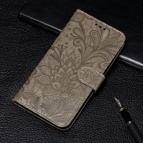 

For Huawei P40Lite&Nova 6SE&Nova 7i Lace Flower Embossing Pattern Horizontal Flip Leather Case with Holder & Card Slots & Wallet & Photo Frame & Lanyard(Grey)