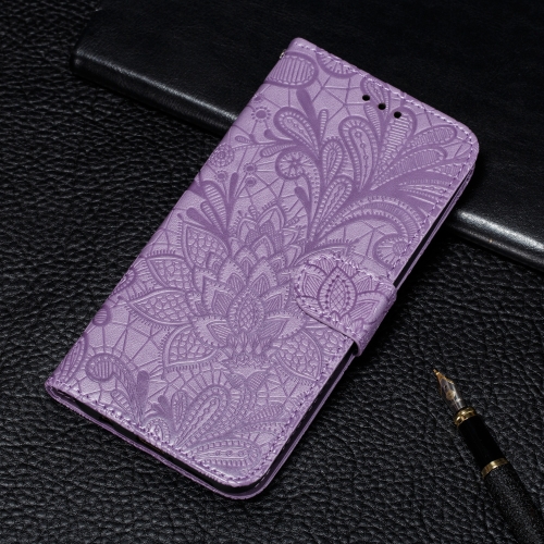 

For Galaxy Note10 Lite / A81 / M60s Lace Flower Embossing Pattern Horizontal Flip Leather Case with Holder & Card Slots & Wallet & Photo Frame & Lanyard(Purple)